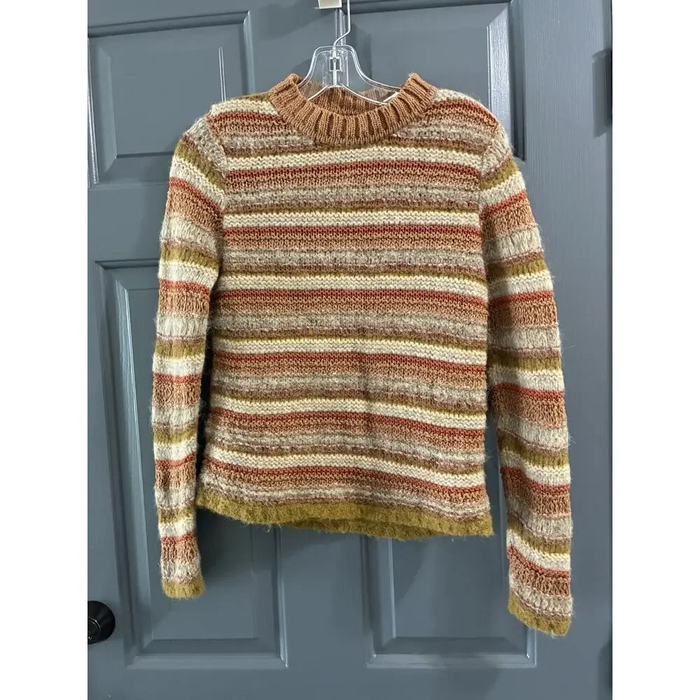 Faherty Mixed Yarn Striped Sweater $248 Womens Size XS Alpaca Fall Winter